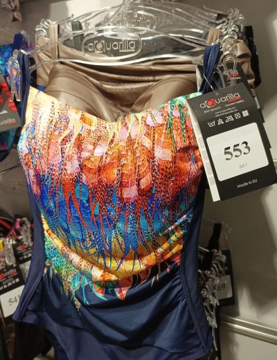 Совместный купальник с драпировкой Aquarilla 553 ANTELLA navyblue-yellow, Цвет: темно-синий/мульти, Размеры: 80D, изображение 4