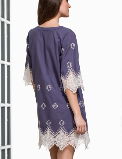 Туника хлопковая со шнуровкой Mia-Amore MARSELL 6397, Цвет: сине-фиолетовый, Размеры: 2XL/3XL, изображение 2