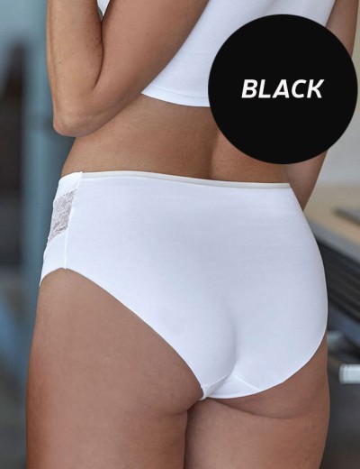 Трусы слипы хлопковые Janira LACE SKIN COTTON 1030867 Milano black, Цвет: black (черный), Размеры: L, изображение 2