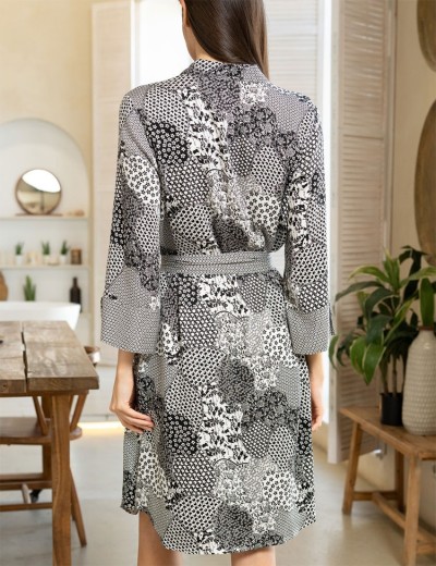 Халат-рубашка на пуговицах Mia-Amore AVELINA 5127, Цвет: черно-белый, Размеры: S, изображение 2