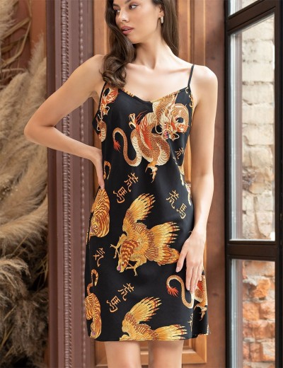 Сорочка с ярким принтом Mia-Amore DRAGON 5080, Цвет: черный, Размеры: S, изображение 4