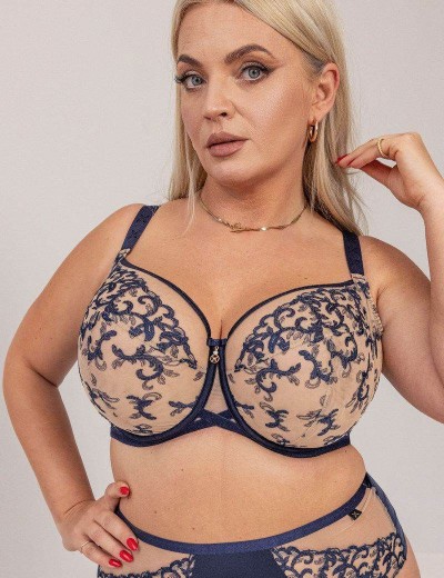 Мягкий бюстгальтер на большую грудь Kris Line MYSTERY soft full cup, Цвет: темно-синий, Размеры: 70F, изображение 4