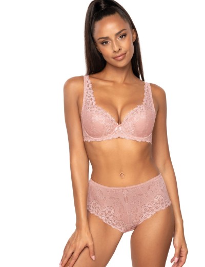 Высокие кружевные трусики MAT NATALIE F-3824-52 Roz Pudrowy, Цвет: пудровый, Размеры: M, изображение 3