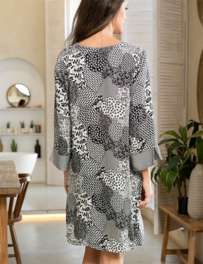 Черно-белая пестрая туника Mia-Amore AVELINA 5124, Цвет: черно-белый, Размеры: 4XL/5XL, изображение 4