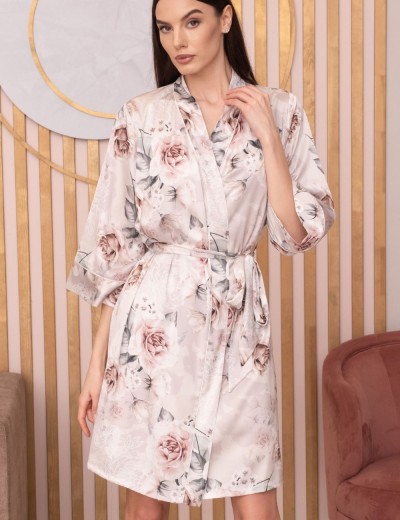 Короткий халат из шелка Mia-Amore CLARISS 4163, Цвет: айвори, Размеры: 2XL/3XL, изображение 3