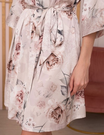 Короткий халат из шелка Mia-Amore CLARISS 4163, Цвет: айвори, Размеры: 2XL/3XL, изображение 4