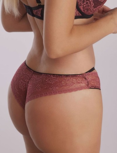 Кружевные трусики бразилиана Kinga EVA 1108/3-B, Цвет: розовый+черный, Размеры: XS, изображение 2