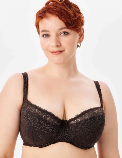 Кружевной бюстгальтер на поролоне Lina A 6086 коричневый, Цвет: коричневый, Размеры: 70E, изображение 4