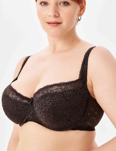 Кружевной бюстгальтер на поролоне Lina A 6086 коричневый, Цвет: коричневый, Размеры: 70E, изображение 2