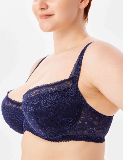 Кружевной бюстгальтер на поролоне Lina A 6086 темно-синий, Цвет: темно-синий, Размеры: 70E, изображение 3