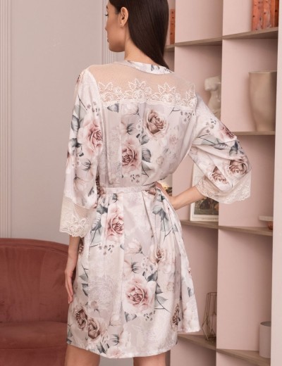 Шелковый халат на пуговицах Mia-Amore CLARISS 4167, Цвет: айвори, Размеры: 3XL, изображение 2