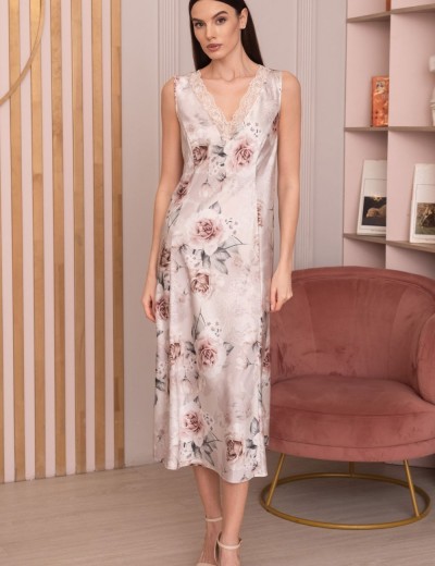 Длинная сорочка из шелка Mia-Amore CLARISS 4168, Цвет: айвори, Размеры: 5XL, изображение 3