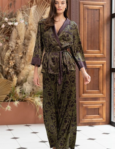 Шелковая пижама Mia-Amore ELECTRA 4015, Цвет: баклажан, Размеры: 3XL, изображение 2