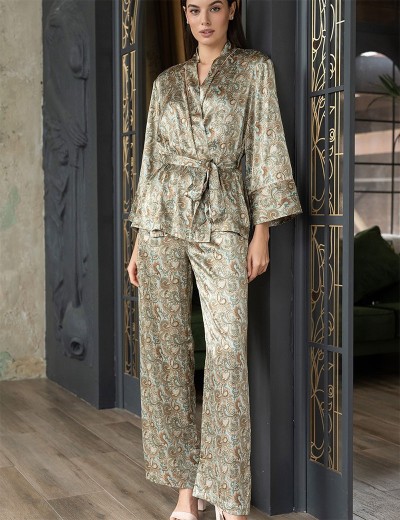 Атласная пижама с брюками и жакетом Mia-Amore TERESA 7385, Цвет: мультколор, Размеры: M, изображение 2