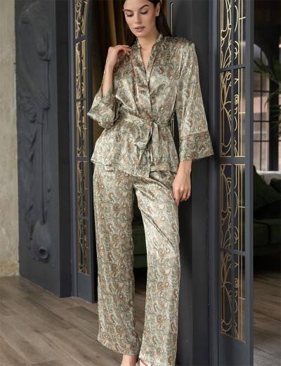 Атласная пижама с брюками и жакетом Mia-Amore TERESA 7385, Цвет: мультколор, Размеры: M, изображение 4