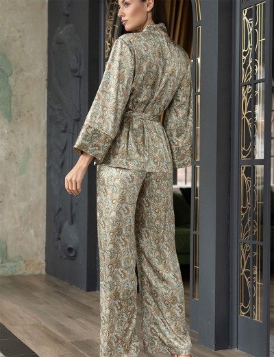 Атласная пижама с брюками и жакетом Mia-Amore TERESA 7385, Цвет: мультколор, Размеры: M, изображение 3