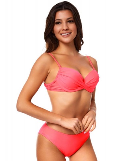 Яркий купальник пуш-ап Ewlon A.7209_402, Цвет: коралл, Размеры: S, изображение 2 Яркий купальник пуш-ап Ewlon A.7209_402, Цвет: коралл, Размеры: S, изображение 2