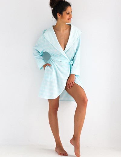 Халат с капюшоном Sensis GRETA, Цвет: бирюзовый, Размеры: S/M, изображение 3