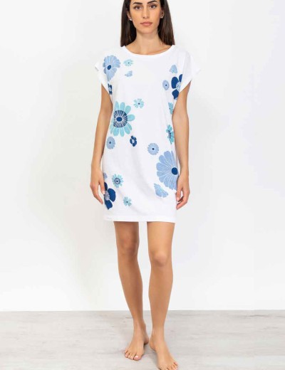 Пляжное платье Sielei SEA SHIRT ZT47 цветы, Цвет: цветы на белом, Размеры: S, изображение 2
