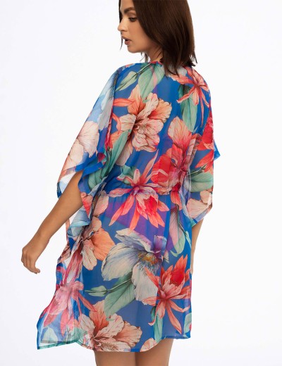 Пляжная туника Esotiq ARECIFE 41689, Цвет: цветочный синий, Размеры: S/M, изображение 2