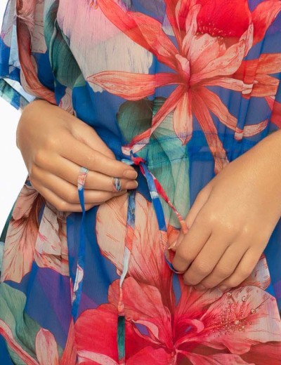 Пляжная туника Esotiq ARECIFE 41689, Цвет: цветочный синий, Размеры: S/M, изображение 4