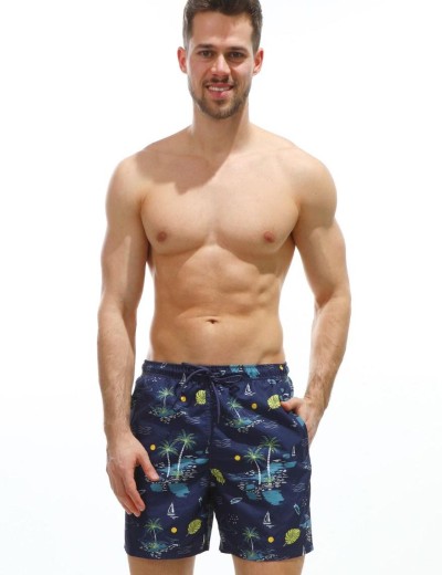 Мужские пляжные шорты Jolidon B601I MI5 пальмы/темно-синий, Цвет: пальмы/темно-синий, Размеры: M, изображение 3