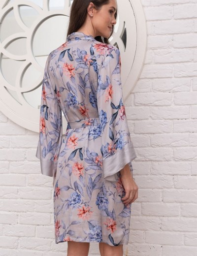 Шелковый халат-кимоно Mia-Amore LILIA 4123, Цвет: жемчужный, Размеры: 2XL/3XL, изображение 2