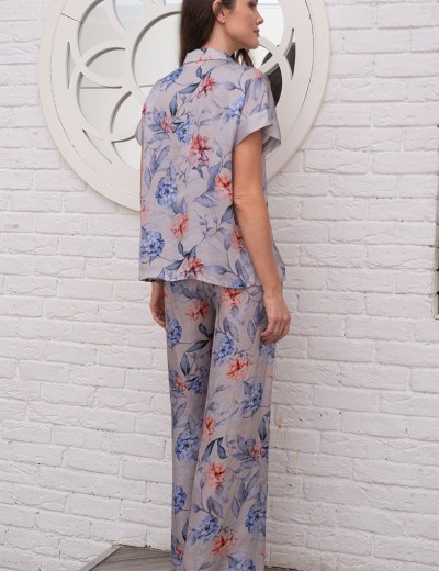 Шелковый комплект рубашка и брюки Mia-Amore LILIA 4126, Цвет: жемчужный, Размеры: L, изображение 2