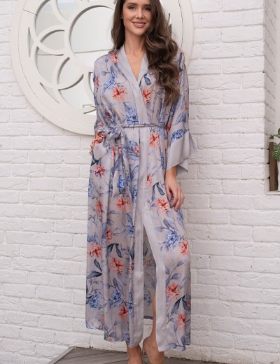 Длинный домашний халат Mia-Amore LILIA 4129, Цвет: жемчужный, Размеры: L/XL, изображение 4