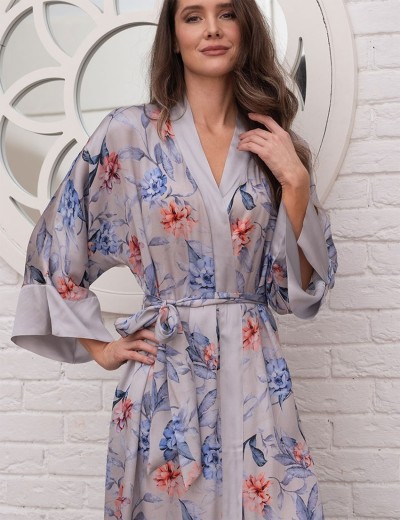 Длинный домашний халат Mia-Amore LILIA 4129, Цвет: жемчужный, Размеры: L/XL, изображение 3