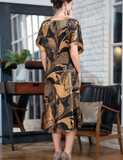 Шёлковая длинная сорочка Mia-Amore ANTIKA 3478, Цвет: черный/медный, Размеры: L, изображение 2