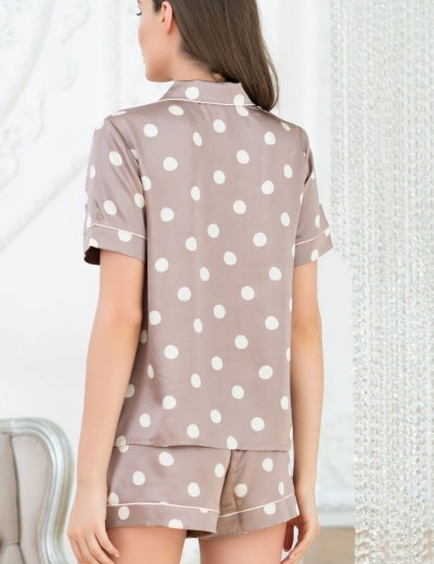 Атласная пижама Mia-Mella JULIA PRINT 7072 кофейный горошек, Цвет: кофейный горошек, Размеры: M, изображение 2