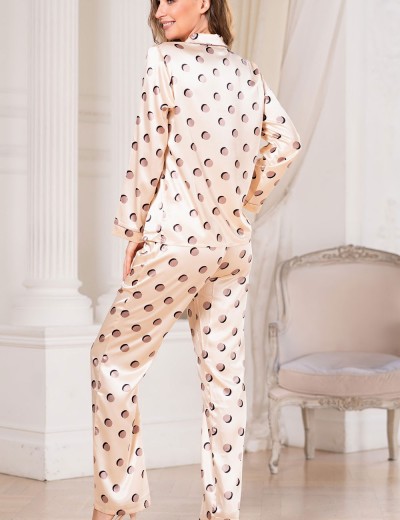 Атласная пижама в горох Mia-Mella JULIA PRINT 7076 ванильный, Цвет: ванильный горошек, Размеры: S, изображение 2 Атласная пижама в горох Mia-Mella JULIA PRINT 7076 ванильный, Цвет: ванильный горошек, Размеры: S, изображение 2