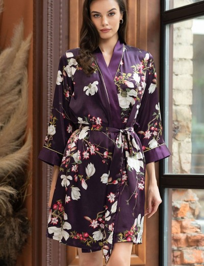 Шелковый халат-кимоно Mia-Amore MAGNOLIA 3523, Цвет: бордовый, Размеры: XS, изображение 3