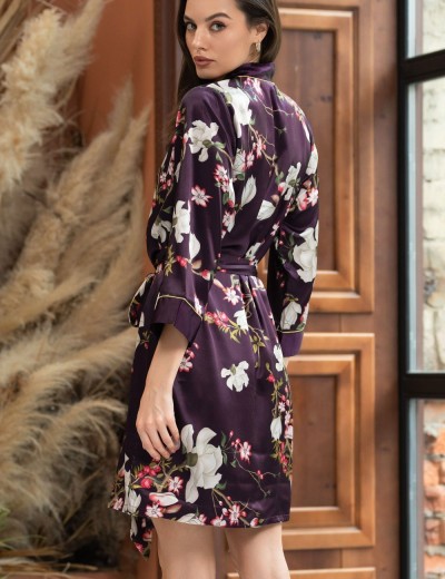 Шелковый халат-кимоно Mia-Amore MAGNOLIA 3523, Цвет: бордовый, Размеры: XS, изображение 2