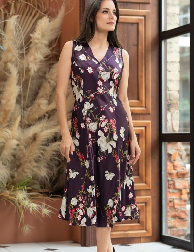 Шелковая сорочка длинная Mia-Amore MAGNOLIA 3528, Цвет: бордовый, Размеры: 3XL, изображение 4