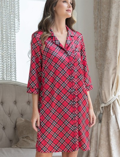 Атласная рубашка на пуговицах Mia-Mella CHESTER 7377, Цвет: красный, Размеры: 2XL, изображение 3