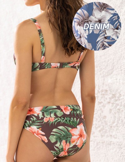 Голубой купальник с высокими плавками Sielei JUNGLE BLOOM JU87 denim, Цвет: denim (голубой), Размеры: 95C, изображение 2