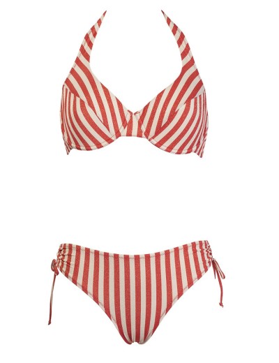 Купальник халтер в полоску Sielei PARTY PR93 corallo, Цвет: corallo (коралловый), Размеры: 85C, изображение 2