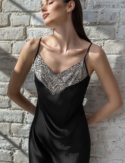 Шелковое платье-сорочка Mia-Amore RUNA 3685, Цвет: черный, Размеры: XL, изображение 3