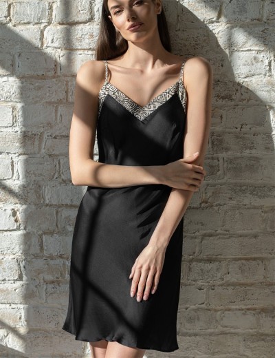 Шёлковая чёрная сорочка Mia-Amore RUNA 3991, Цвет: черный, Размеры: M, изображение 3