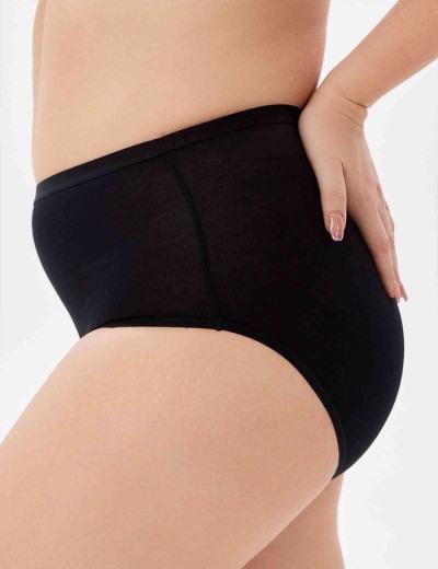 Высокие трусы из хлопка Milavitsa 265450 черный, Цвет: черный, Размеры: 2XL, изображение 3