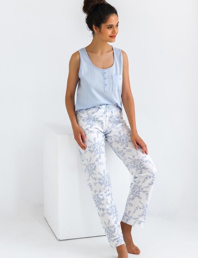 Пижама топ и брюки Sensis ARELY, Цвет: голубой, Размеры: L, изображение 2