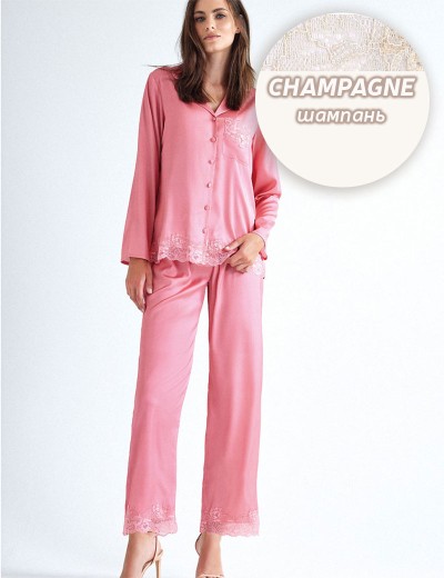 Атласная пижама Lormar SATEN 651816lu champagne, Цвет: champagne (шампань), Размеры: 2XL, изображение 2