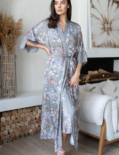 Длинный халат-кимоно Mia-Amore AMELY 5049 серый, Цвет: серый, Размеры: 4XL/5XL, изображение 3