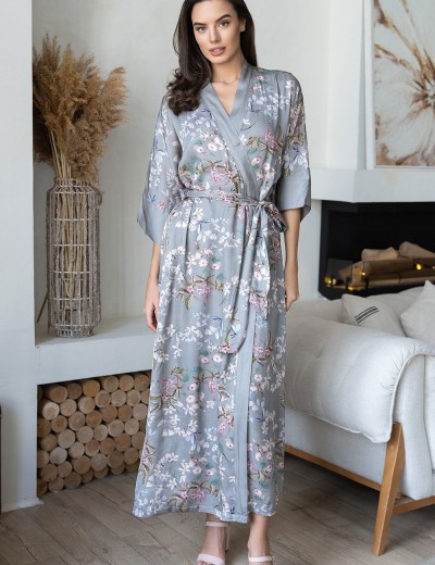 Длинный халат-кимоно Mia-Amore AMELY 5049 серый, Цвет: серый, Размеры: 4XL/5XL, изображение 4