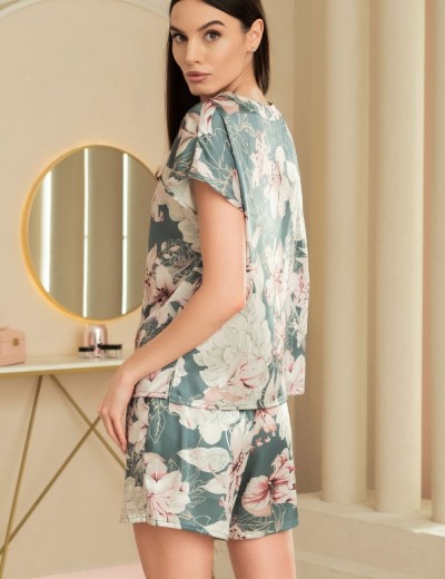 Шелковая пижама с цветами Mia-Amore MARYROSE 4184, Цвет: тимьян, Размеры: L, изображение 2