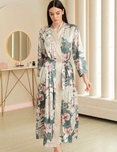 Длинный халат из шелка Mia-Amore MARYROSE 4189, Цвет: тимьян, Размеры: L/XL, изображение 4