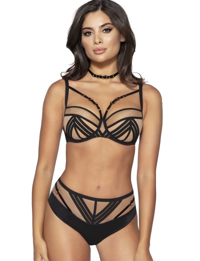 Трусы слипы Novika UMA figi beige, Цвет: чёрно-бежевый, Размеры: 2XL, изображение 3