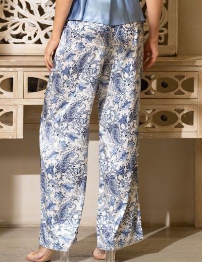 Шелковая пижама тройка Mia-Amore DOLCE VITA 5905, Цвет: бело-голубой, Размеры: M, изображение 6